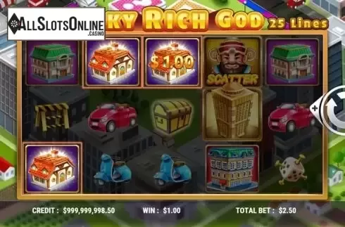 Wild screen. Lucky Rich God from Slot Factory