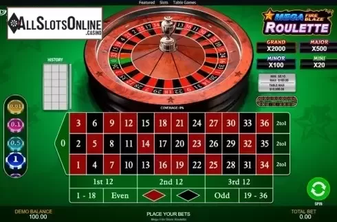 Game Screen. Mega Fire Blaze Roulette from Playtech Origins