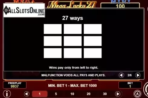 Pay Lines screen