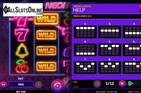 Paylines 1. Neon Lights from Green Jade Games