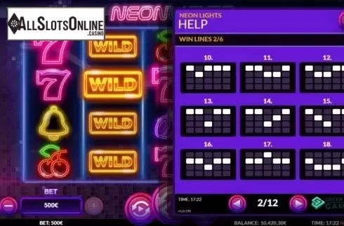 Paylines 2. Neon Lights from Green Jade Games