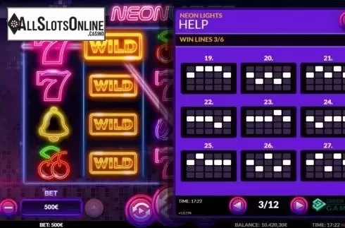 Paylines 3. Neon Lights from Green Jade Games