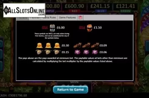 Paytable 1
