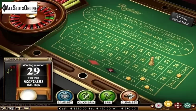 Game Screen. Roulette Advanced High Limit from NetEnt