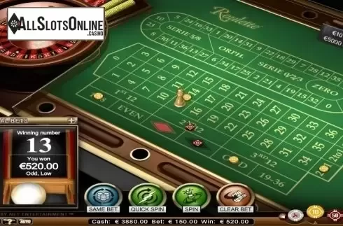 Game Screen. Roulette Advanced High Limit from NetEnt