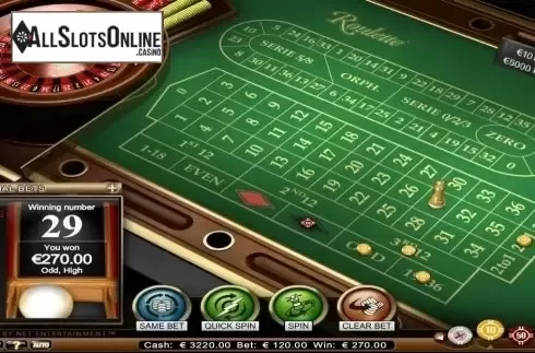 Game Screen. Roulette Advanced High Limit from NetEnt