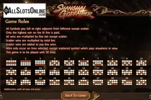 Paylines. Shanghai Godfather from SimplePlay