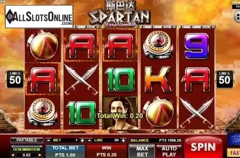 Win screen. Spartan SA from Spadegaming