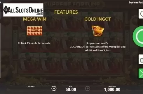 Features 2. Supreme Fortune from Booongo