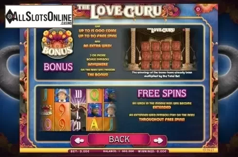Paytable 1. The Love Guru from iSoftBet