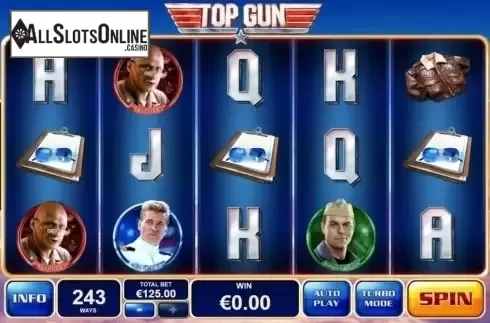 Reels screen. Top Gun from Playtech