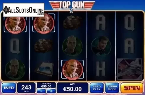 Win screen. Top Gun from Playtech