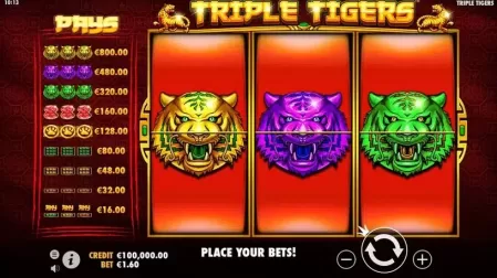 Triple Tigers slot screenshot 1