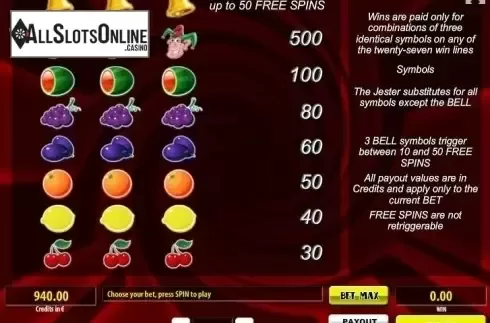 Paytable 1. Wild Bells from Tom Horn Gaming