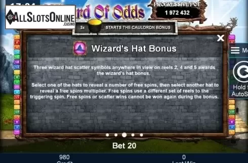 Paytable 3. Wizard of Odds from Greentube