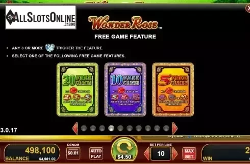 Free Spins mode choosing screen