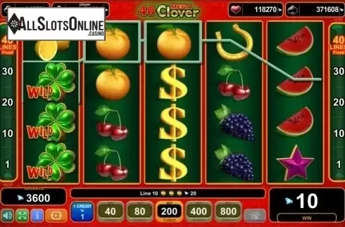 Wild win screen. 40 Mega Clover from EGT
