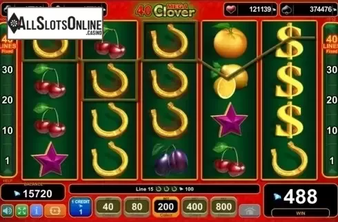 Win screen. 40 Mega Clover from EGT