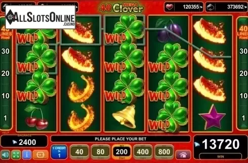 Big win screen. 40 Mega Clover from EGT