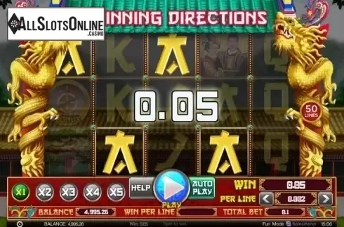 Win screen. 4 Winning Directions from Spinomenal