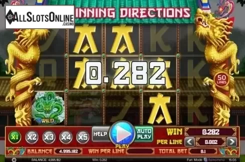Wild Win screen. 4 Winning Directions from Spinomenal