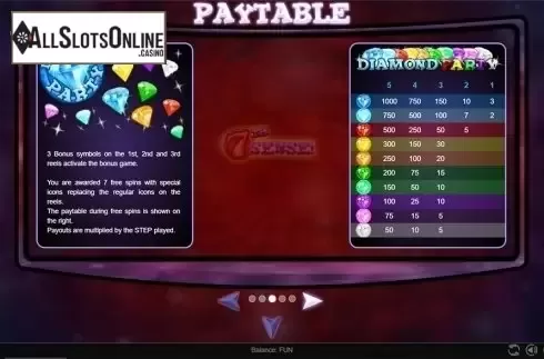 Paytable 3. 7th Sense from Espresso Games