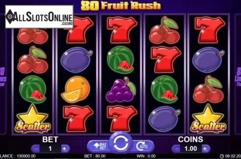 Reel screen. 80 Fruit Rush from 7mojos