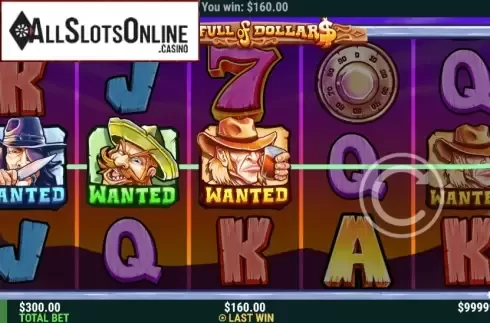 Win Screen. A Spinfull of Dollars from Slot Factory