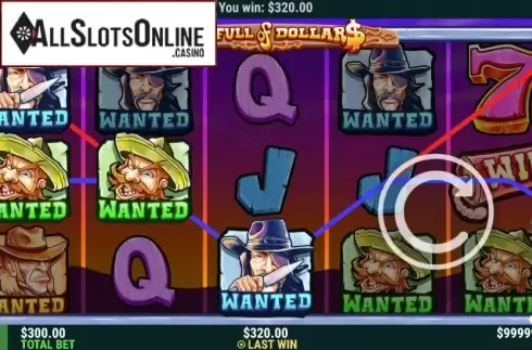 Win Screen. A Spinfull of Dollars from Slot Factory