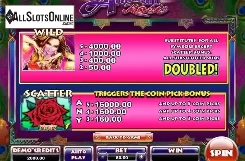 Paytable 2. Arabian Rose from Lightning Box
