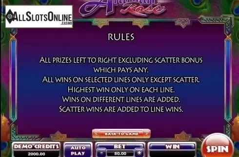 Paytable 4. Arabian Rose from Lightning Box