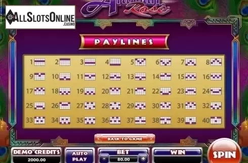 Paytable 5. Arabian Rose from Lightning Box