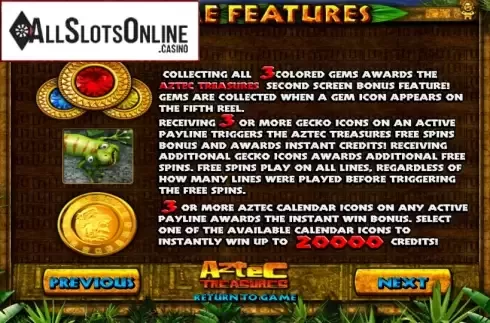 Paytable 2. Aztec Treasures from Betsoft
