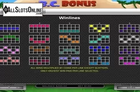 Paytable 3. BC Bonus from Concept Gaming