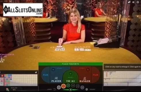 Game Screen. Baccarat Squeeze from Evolution Gaming