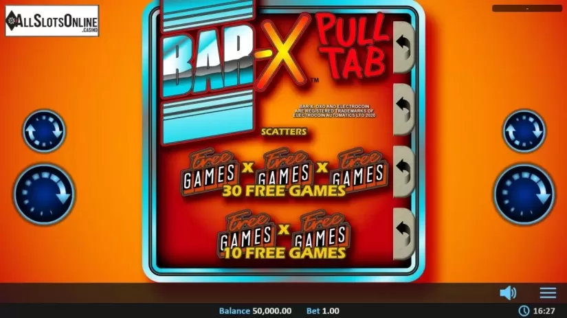 Reel Screen. Bar-X Pull Tab from Realistic