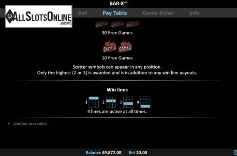 Paylines. Bar-X Pull Tab from Realistic