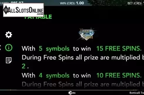 Free Spins feature screen