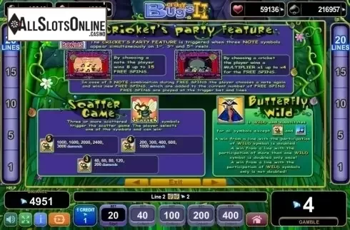 Paytable 2. Crazy Bugs II from EGT