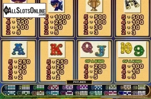 Paytable. Derby Dollars from RTG