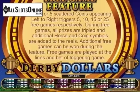 Free Spins. Derby Dollars from RTG