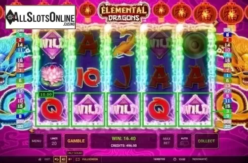 Win Screen 1. Elemental Dragons from Greentube