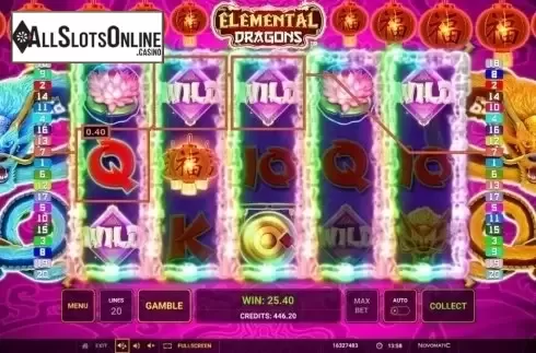 Win Screen 4. Elemental Dragons from Greentube