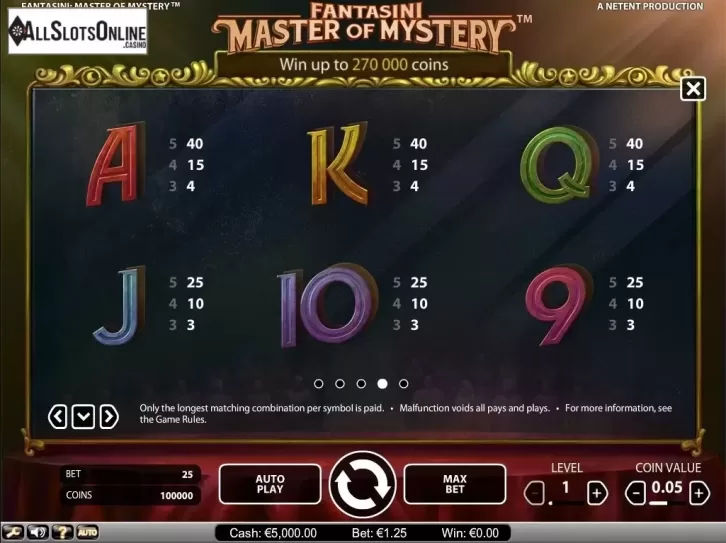 Screen8. Fantasini: Master of Mystery from NetEnt