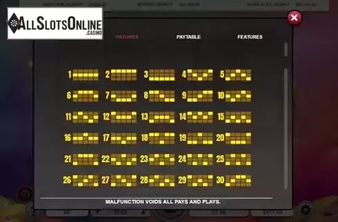 Paylines screen