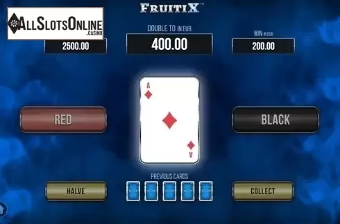 Gamble game win screen. Fruiti X from SYNOT