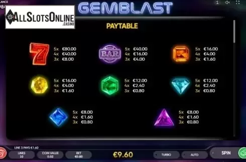 Paytable 1