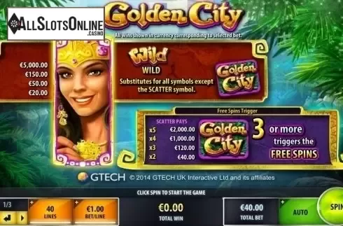 Paytable. Golden City (IGT) from IGT