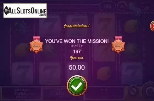 Mission win screen. Goldfire 7s Missions from Kalamba Games