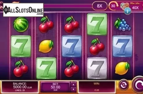 Reels screen. Goldfire 7s Missions from Kalamba Games